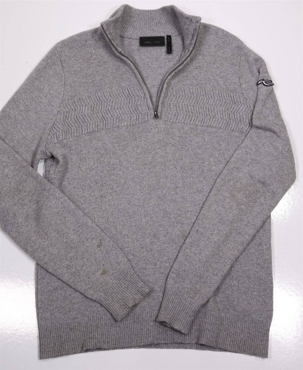 KJUS Mens Gray Wool Cashmere Knit 1/4 Quarter Zip Pullover 50/Medium